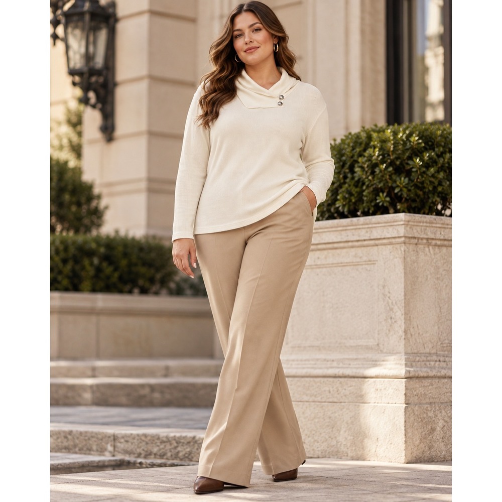 Lauren Ralph Lauren NWT 3X Cream Cotton Cowl Neck Tunic Top Plus Size
